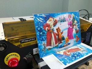 Печать пазлов на картоне на УФ принтере