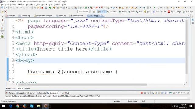 HTML 5 Form Validation in Struts 2 Framework смотреть онлайн
