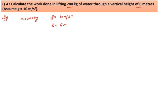 Calculate the work done in lifting 200 kg of water through a vertical height of 6 metres. смотреть онлайн