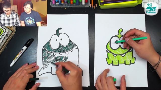 Как нарисовать Ам Няма / How to draw Om Nom смотреть онлайн