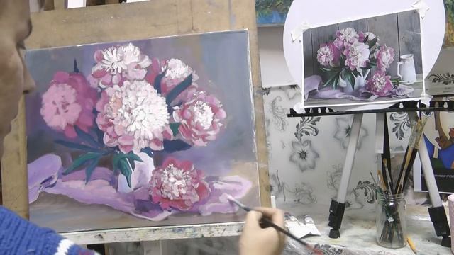 Как нарисовать пионы маслом поэтапно. Пионы маслом видео. смотреть онлайн