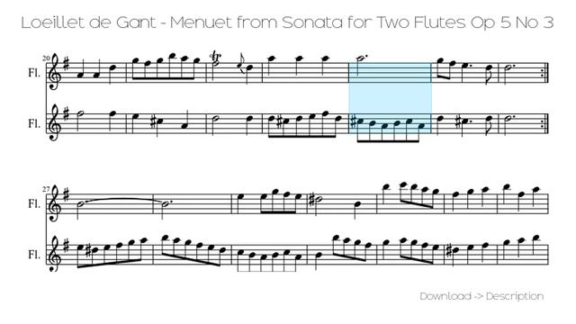 🎶 Loeillet De Gant - Menuet From Sonata For Two Flutes Op 5... смотреть онлайн