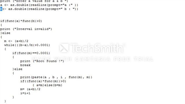 Program for Bisection method in R смотреть онлайн