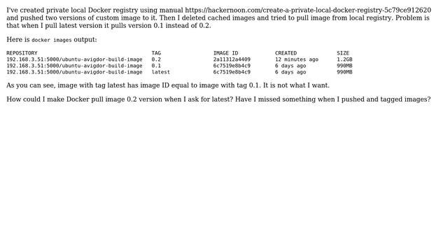 Latest docker image does not point to really latest image version from private local registry смотреть онлайн