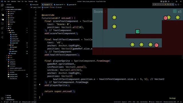 11. Hud, score and health - Simple Platformer | Flame Engine смотреть онлайн