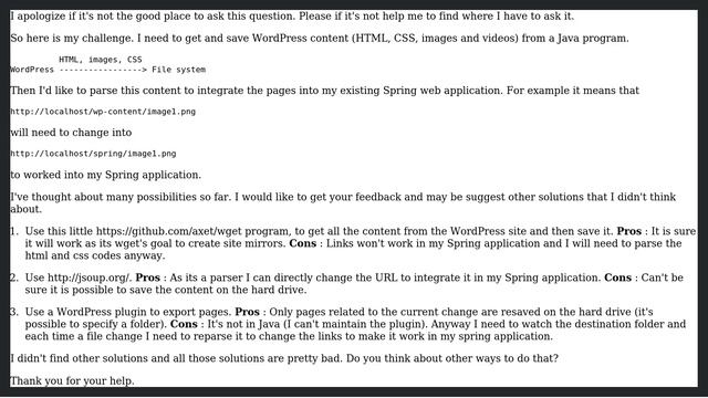 Wordpress: How to get and save Wordpress content (html, css, images, videos) from a Java program? смотреть онлайн