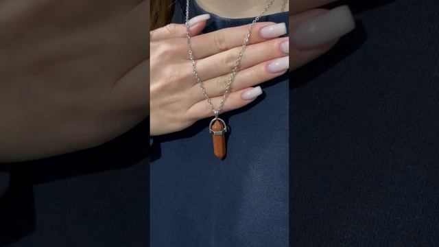 Новинка! Натуральный камень Авантюрин кулон в виде кристалла-шестигранника на цепочке - подарок смотреть онлайн