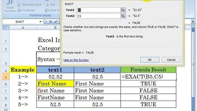 Microsoft-Excel-Text Function -EXACT смотреть онлайн