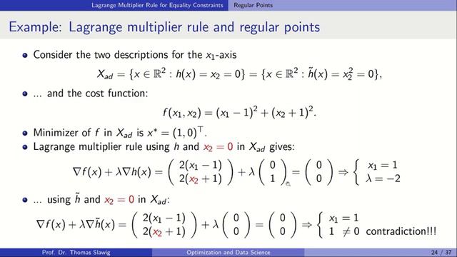 Optimization and Data Science: Lecture 21: Lagrange Multiplier Rule for Equality Constraints смотреть онлайн