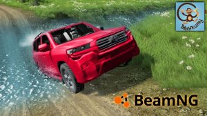 Дети и Машина. Даня ездит на разных машинах через реку - BeamNG Манкиту