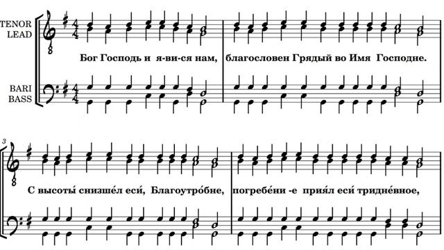 Глас 8 тропарный, «Бог Господь», Баритон, мужской хор, ноты. «С высоты снизшел». смотреть онлайн