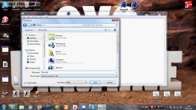 Делаем .bat вирус для удаления файлов на рабочем столе. смотреть онлайн