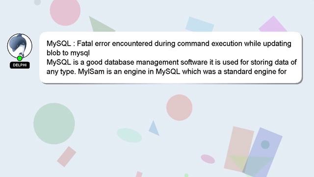 MySQL : Fatal error encountered during command execution while updating blob to mysql смотреть онлайн