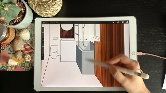 Bathroom Design (Part 2) Interior Sketch in Procreate смотреть онлайн