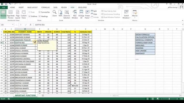 IMPORTANT COMMANDS IN EXCEL( HEADER,FORMULA BAR, SHOW FORMULA, ERROR CHECKING, CALCULATION OPTION) смотреть онлайн