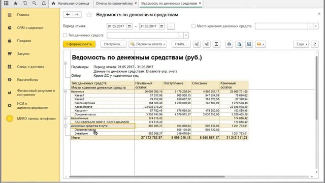 Отчет Движение денежных средств смотреть онлайн