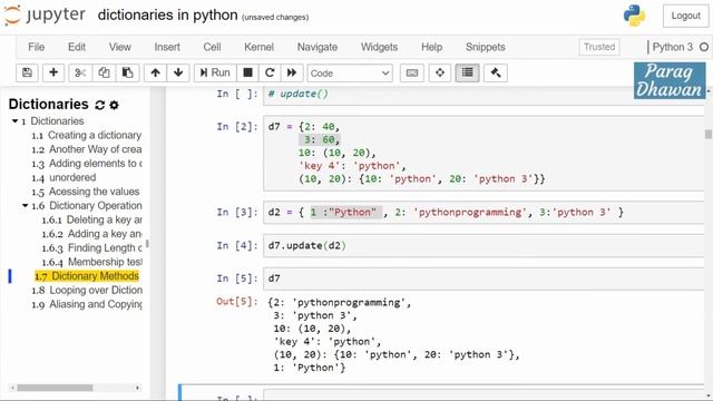 Python Dictionary Method - update() смотреть онлайн