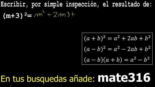(m+3)2= escribir por simple inspeccion el resultado y procedimiento смотреть онлайн