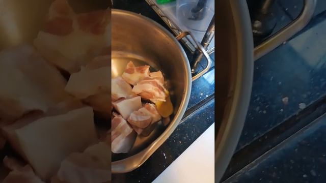 Pork Belly, Dark Soy Sauce, 2 Spoon Sugar, Paper, 1cut Ginger, Add 1 Spoon Vinigar,3cupwater Cook30