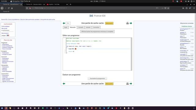 FRANCE-IOI (C++) : Niveau 1/3 - Exercice 6 : Une partie de cache-cache смотреть онлайн