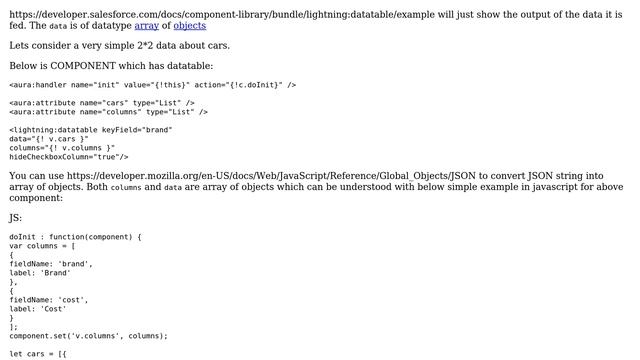 Salesforce: Displaying JSON response within a lighting:datatable смотреть онлайн