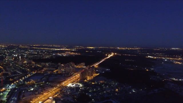 Ночь улица фонарь квадрокоптер DJI Phantom