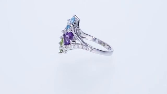 Peora Amethyst Peridot Citrine Blue Topaz Sterling Silver Quad Ring Sizes 5 to 9 SR11804 смотреть онлайн