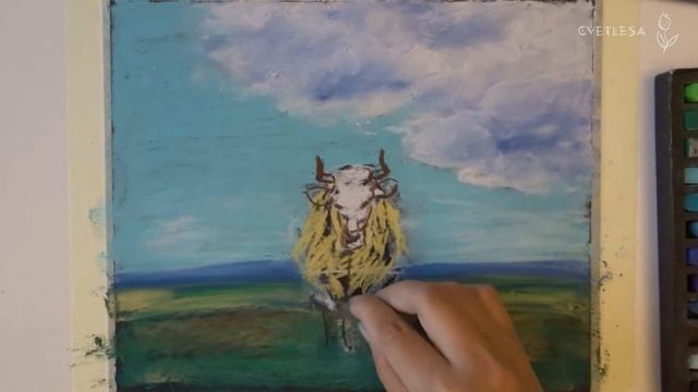 Коровка в поле | Рисую сухой пастелью | Soft Pastels gallery by mungyo смотреть онлайн