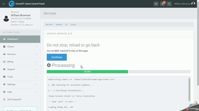 GameCP XV Game Control Panel, Updating a Service смотреть онлайн