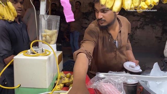 Crushed Ice Banana Milkshake 🍌 Roadside Street Drink Banana Juice Making | Street Food Processing смотреть онлайн
