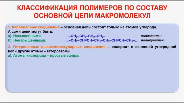 № 210. Органическая химия. Тема 29. Полимеры. Часть 2.Классификация полимеров
