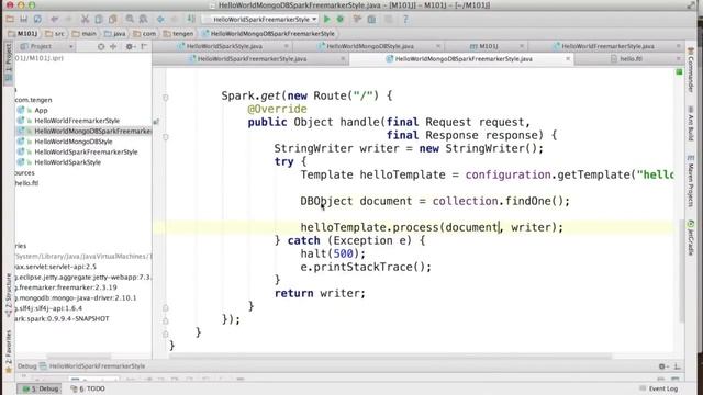 m101j 14 hello world mongodb spark freemarker style смотреть онлайн