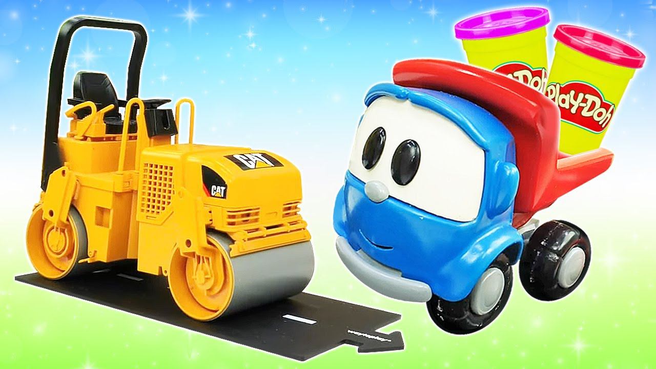 Лева Грузовичок укладывает асфальт! Развивающие видео для детей про машинки и пластилин Play Doh смотреть онлайн