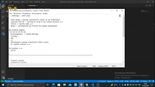 HTML 1-DARS //Time IT Academy // online bepul darslar //htmlda matnlar bilan ishlash  #html_darslar