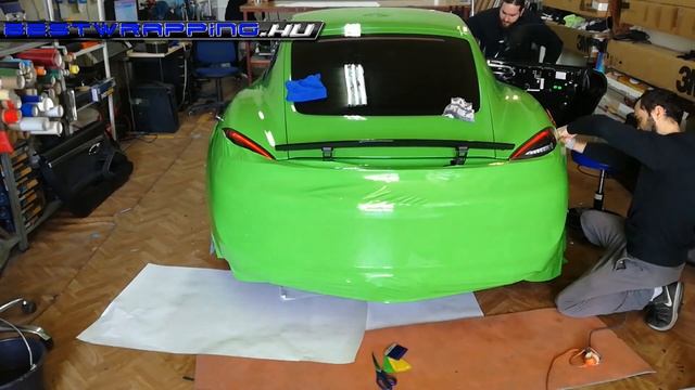 Porsche Cayman autófóliázás: Avery gloss grass green cb1670001 autó fóliával смотреть онлайн