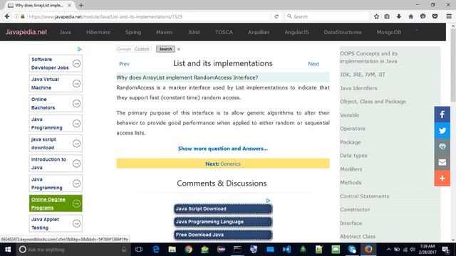 Why does ArrayList implement RandomAccess Interface?
| javapedia.net смотреть онлайн