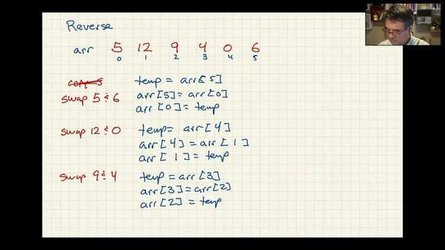 Reverse an array, in C смотреть онлайн