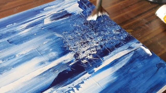 Snowfall / Easy Abstract Landscape Painting Demo / For Beginners/Relaxing/Daily Art Therapy/Day#012