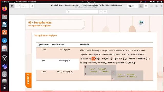 MongoDb (Vidéo 34 ): CORRECTION EFM (Partie MongoDb)
