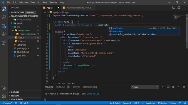 React Password Strength Indicator смотреть онлайн
