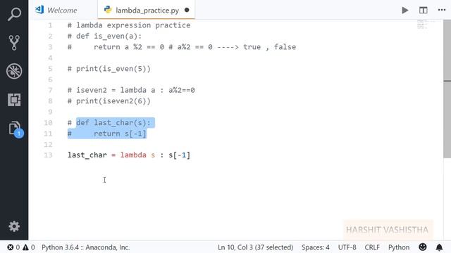 Lambda Expression Practice : Python tutorial 151 смотреть онлайн