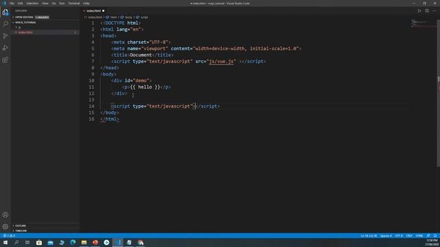 Vue js Tutorial 4 Quick start 4/4 Vue first code Hello World смотреть онлайн