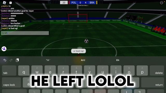 He was toxic so I 1v1ed him… (Roblox Touch football) смотреть онлайн