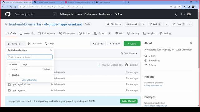 Happy weekend project: git branch, default & protected branches, README, pull-request - 41 grupė (8 смотреть онлайн