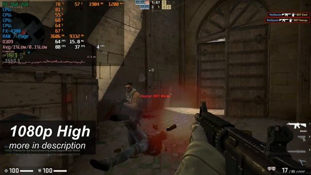 CS:GO 1080p High Gameplay | FX-4300 / 8GB / RX 460 2GB смотреть онлайн