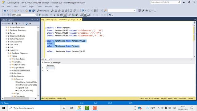 DATABASE UNION,UNION ALL AND WHERE CONDITION IN SQLSERVER смотреть онлайн