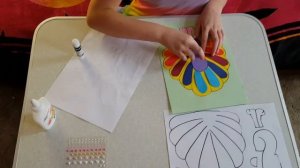 Павлин Аппликация из цветной бумаги с шаблоном для скачивания