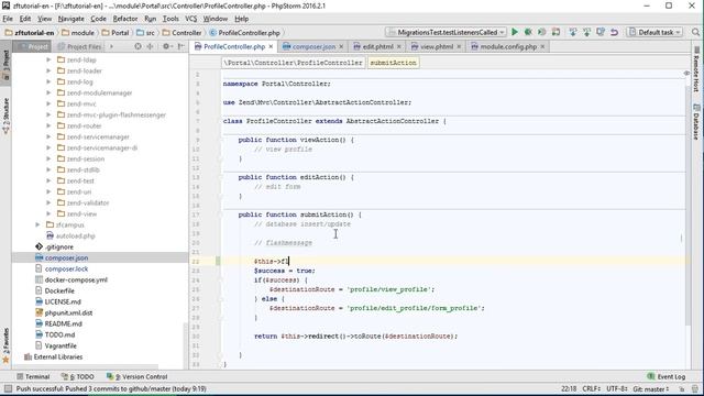 Zend Framework 3 tutorial 7: FlashMessenger with CRUD Routes смотреть онлайн
