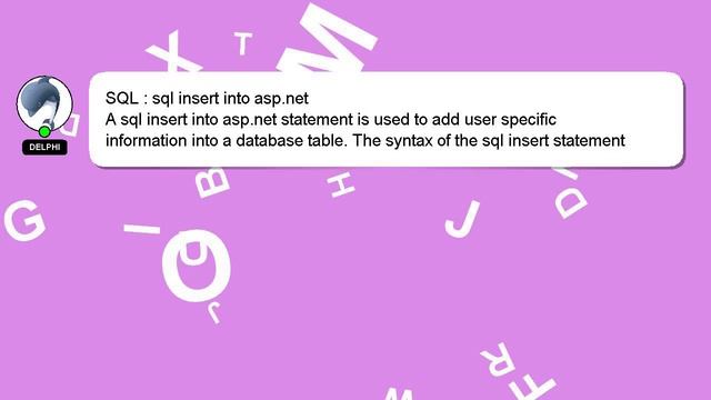 SQL : sql insert into asp.net смотреть онлайн