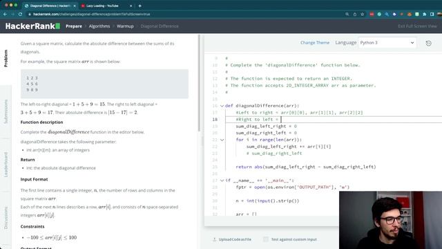 Resolviendo problemas de HackerRank - Diagonal Difference смотреть онлайн